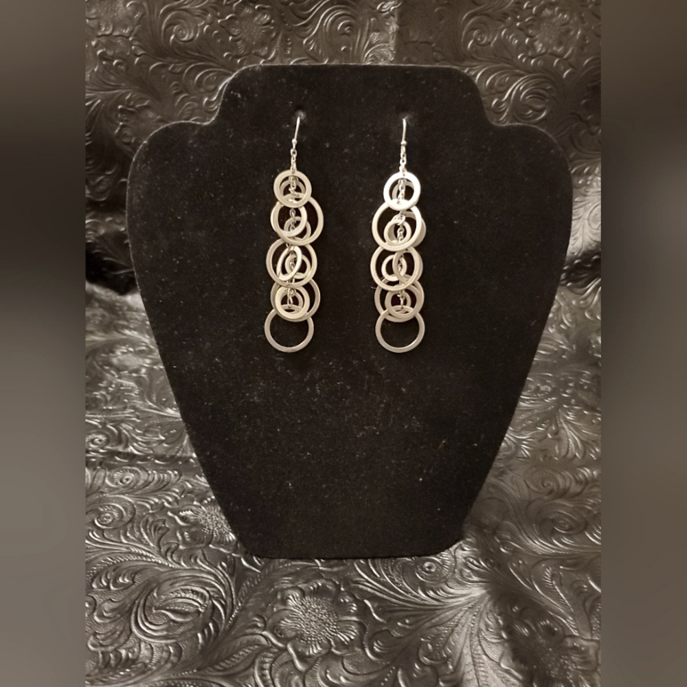 Sterling silver washer chandelier earrings
